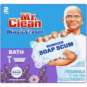 Mr. Clean Magic Eraser Bath with Febreze Lavender Scent, Cleaning Pads with Durafoam, 2 Count