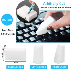 100Pack Magic Sponge Eraser Sheets, Reusable Melamine Sponge Foam Kitchen Dish Cleaning Sponges Scrubber, Household Cleaning Pads for Bathroom, Baseboard, Shoes, Bathtub, Wall Cleaner