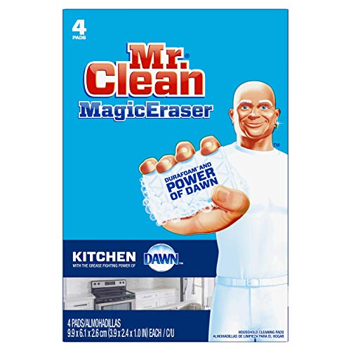 Mr. Clean Magic Eraser Kitchen, Cleaning Pads with Durafoam, 4 count (Packaging May Vary)