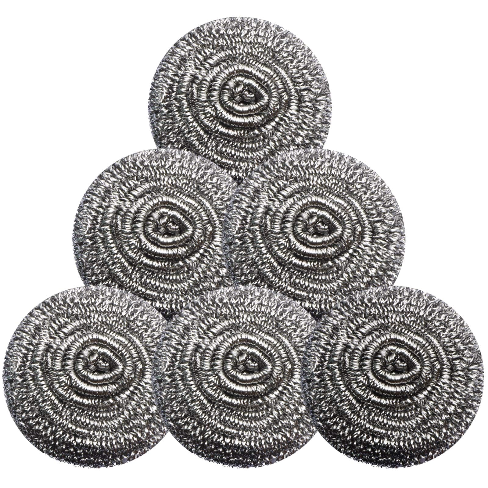 GUEICN Stainless Steel Scrubber Scrubbing Scouring Pad Magic Eraser Sponges Clean Pot Pan and Broiler Rack Steel Wool for Kitchen Bathroom (6Pcs Metal Scrubber)