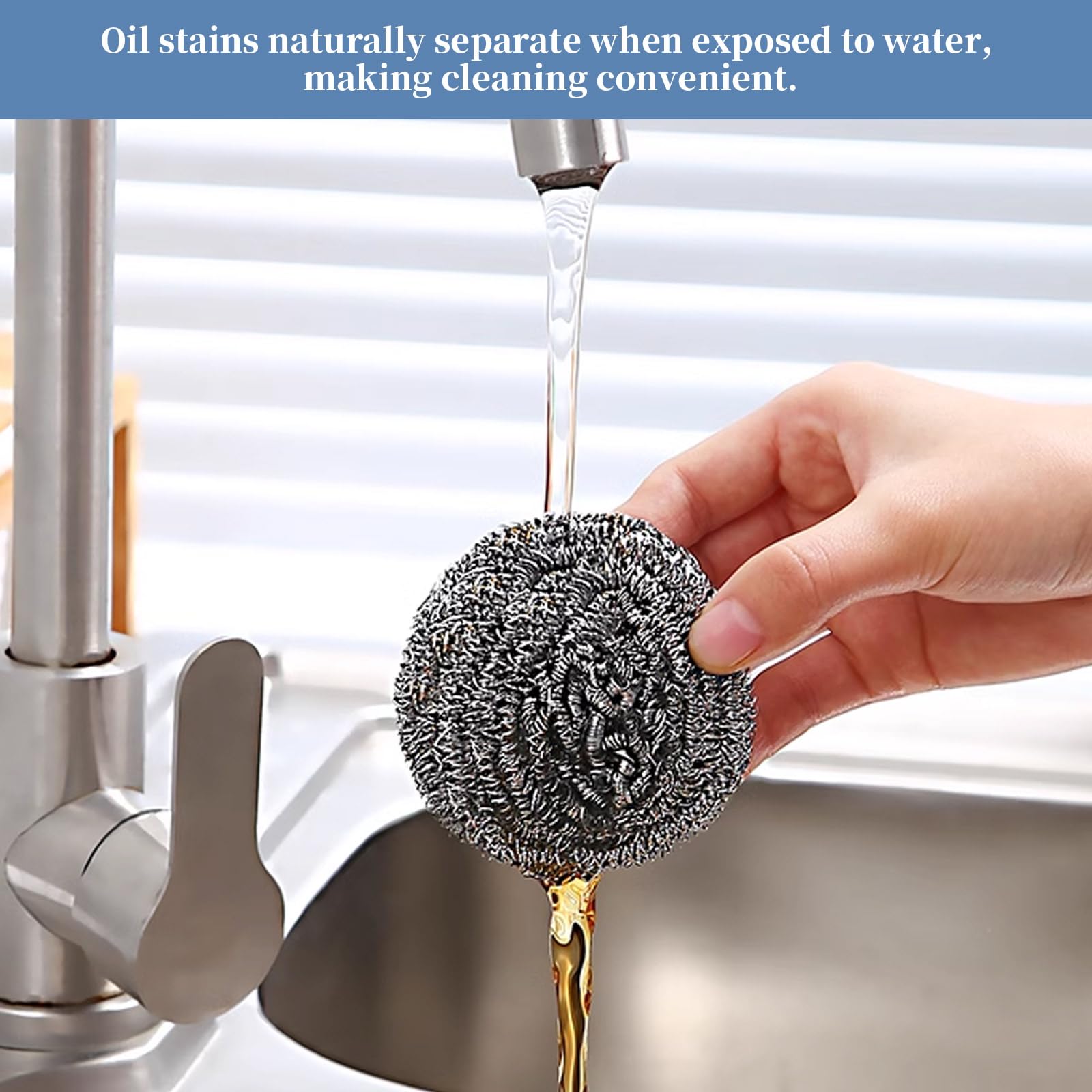 GUEICN Stainless Steel Scrubber Scrubbing Scouring Pad Magic Eraser Sponges Clean Pot Pan and Broiler Rack Steel Wool for Kitchen Bathroom (6Pcs Metal Scrubber)