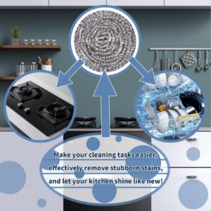 GUEICN Stainless Steel Scrubber Scrubbing Scouring Pad Magic Eraser Sponges Clean Pot Pan and Broiler Rack Steel Wool for Kitchen Bathroom (6Pcs Metal Scrubber)