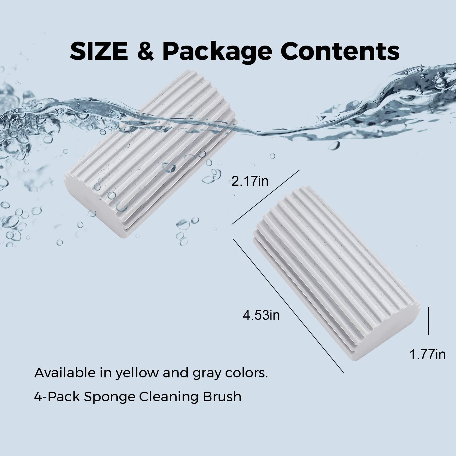 Jeymei 4-Pack Damp Clean Duster Sponge, Sponge Cleaning Brush, Duster for Cleaning Blinds, Glass, Baseboards, Vents, Railings, Mirrors,Window Track Grooves and Faucets（Gray）