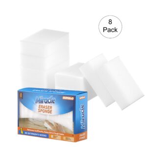 Superior Eraser Sponge 8 Pack- Magic Cleaning Sponge for Floor, Wall, Furniture Removes: Scuffmarks, Dirt, and Tough Stains