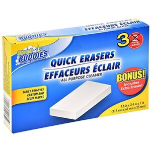 quick erasers all purpose magic cleaning sponges 3 pack - remove crayon and scuff marks