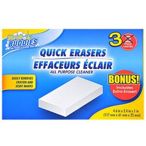 Quick Erasers All Purpose Magic Cleaning Sponges 3 pack - Remove Crayon and Scuff Marks