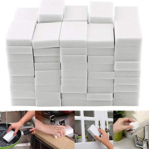 Ksrnsne Magic Cleaning Sponges Eraser, Household Sponge Eraser Cleaner Foam Cleaning for Kitchen, Furniture, Car, Leathe (50 Pack)