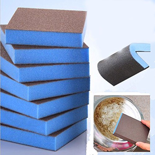 EORTA 8 Pcs Magic Cleaning Sponges Multi-Use Heavy Duty Scrub Scouring Eraser Pads with Carborundum Non-Scratch Emery Cleaner for Kitchen, Bathroom, Pots, Pans, Sinks