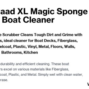 Pro-Graad 4 Pack XL Magic Sponge Eraser Cleaner, 6” x 3.5” x 2” Eraser Pads, Cleans Scuffs, Marks & Dirt from Kitchen, Bathroom, Boat Decks, Fiberglass, Aluminum, Gelcoat, Plastic, Vinyl & Metal