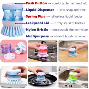 Cleaning Brush Magic Eraser Sponge - Refills Soap Dispenser Non-Scratch Dishwand Scrubber Sets,Dish Cast Iron Scrub Scouring Pads Cleaner for Household Kitchen Bathroom Sink(Grey)