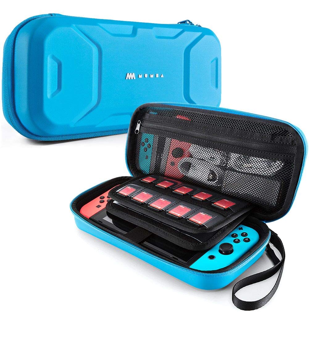 Mumba Carrying Case for Nintendo Switch OLED Model 2021/Switch 2017, Deluxe Protective Travel Carry Case Pouch for Nintendo Switch Console & Accessories [Dual Protection] [Large Capacity] (Blue)