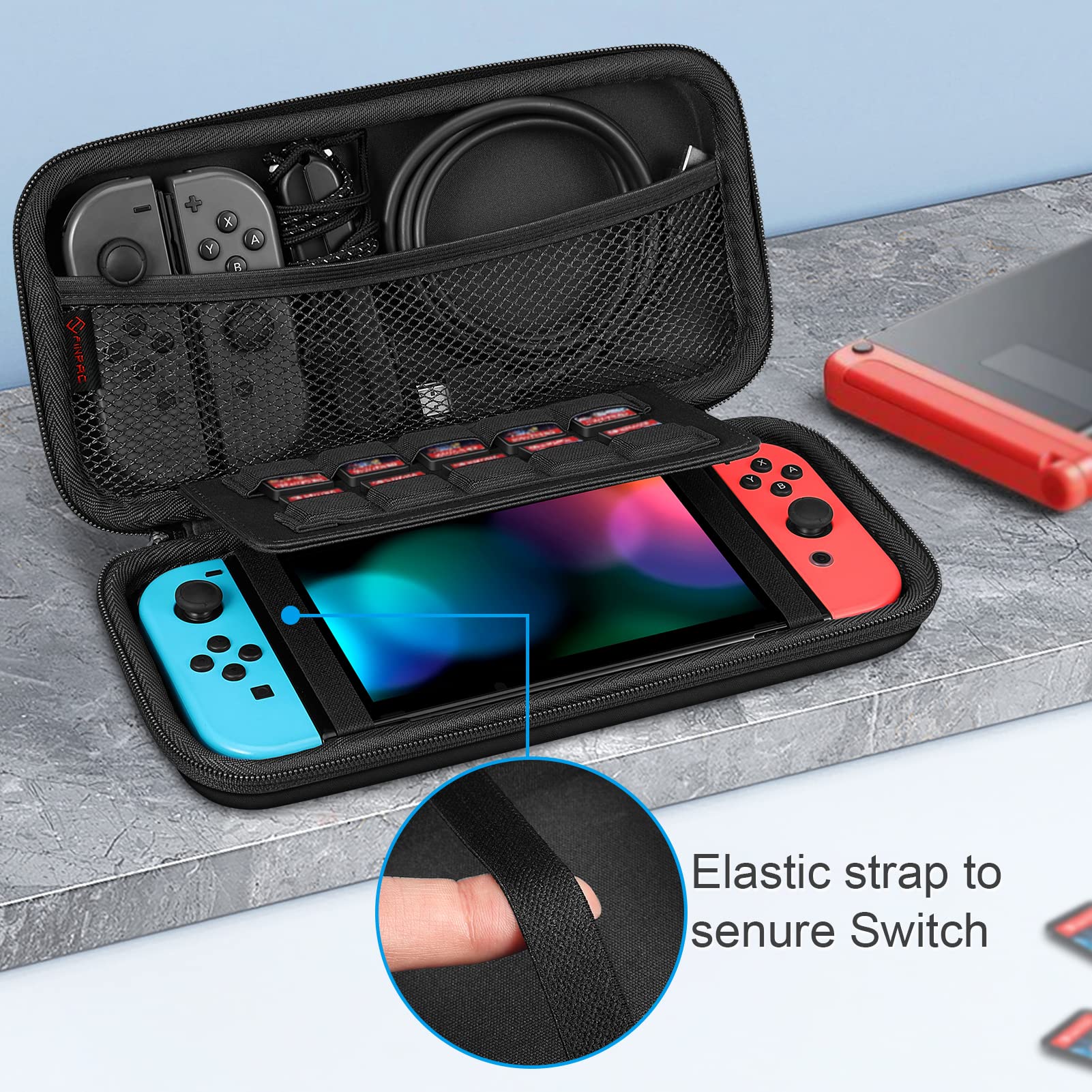 Fintie Carrying Case for Nintendo Switch OLED Model 7.0"/Switch 6.2", Portable Traveler Protective Cover Storage Bag w/10 Game Card Slots & Inner Pocket for Switch Console Joy-Con (Dont Touch)