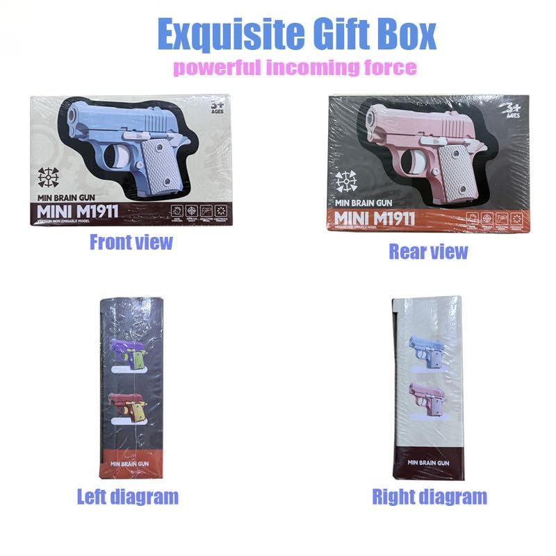 Easter Basket Stuffers,1911 3D Printed Small Pistol Toys, Stress Relief Pistol Toys for Adults, Suitable for Relieving ADHD, Anxiety,Easter Fillers Easter Gifts for Boys(Blue&White)