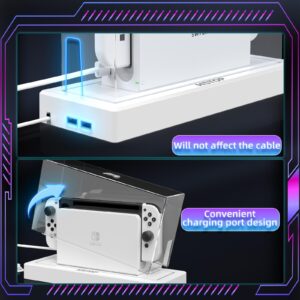 HSTOP Switch Dust Cover with 16 LED Colors Light Base Compatible with Nintendo Switch/OLED, Acrylic Display Case Anti-Scratch Waterproof Dock Cover, Accessories for Nintendo Switch/OLED