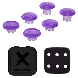 eXtremeRate Clear Atomic Purple Replacement Swappable Thumbsticks for PS5 Edge Controller, Interchangeable Analog Stick Joystick Caps for PS5 Edge Controller - Without Controller & Thumbsticks Base