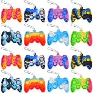 whgamnce 16 pcs mini pop fidget keychain,tiny push pop fidget toy back,fidget toys bulk,keychain pop bubble toy,anxiety stress reliever toy for kids adults.