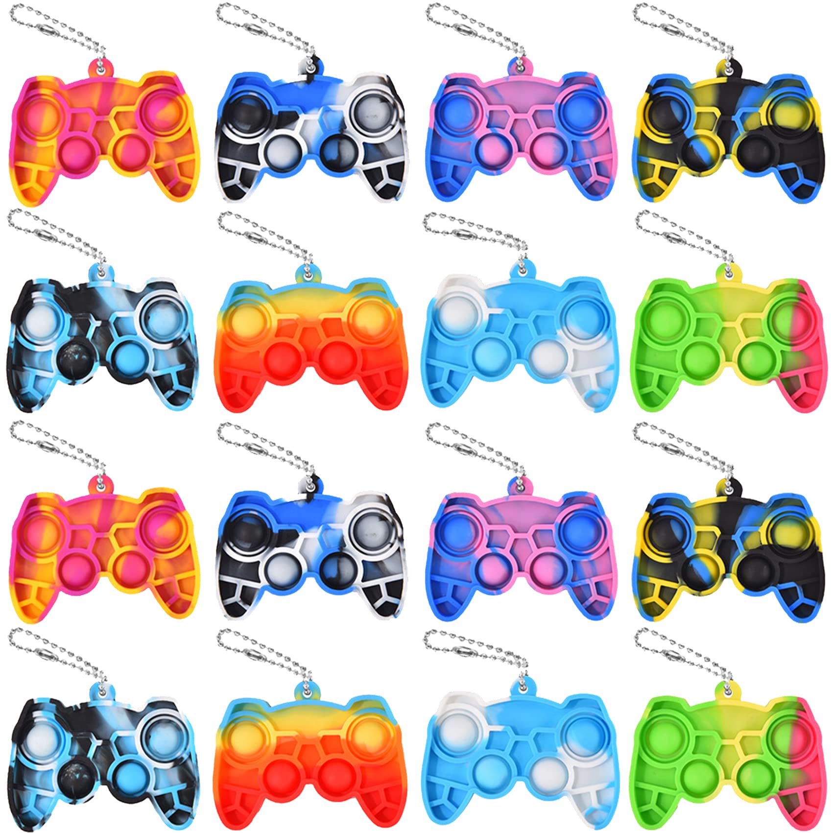 WHGAMNCE 16 Pcs Mini Pop Fidget Keychain,Tiny Push Pop Fidget Toy Back,Fidget Toys Bulk,Keychain Pop Bubble Toy,Anxiety Stress Reliever Toy for Kids Adults.