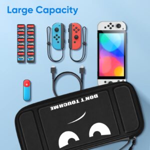 Fintie Carrying Case for Nintendo Switch OLED Model 2021/Switch 2017, [Shockproof] Hard Shell Protective Cover Travel Bag w/10 Game Card Slots for Switch Console Joy-Con & Accessories, Dont Touch