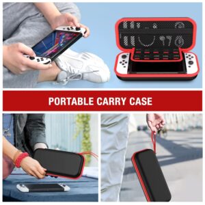 Switch Carrying Case Compatible with Nintendo Switch and New Switch OLED Console, Switch Case Protective Hard Shell Portable Switch Travel Case, Switch Carrying Case for Accessories and Games Black