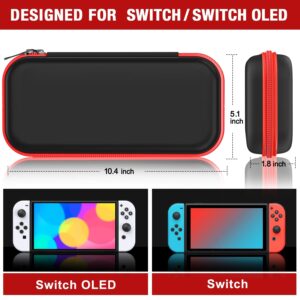 Switch Carrying Case Compatible with Nintendo Switch and New Switch OLED Console, Switch Case Protective Hard Shell Portable Switch Travel Case, Switch Carrying Case for Accessories and Games Black