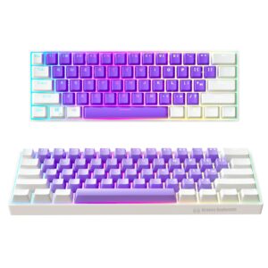 KRAKEN KEYBOARDS PURPLE CLOUD Edition Kraken Pro 60 | White & Purple 60% HOT SWAPPABLE Mechanical Gaming Keyboard for Gaming On PC, Xbox, Playstation & MAC (Purple Cloud | Silver Switches)