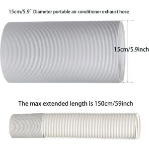 Portable AC Window Kit with 5.9” Exhaust Hose for Sliding Window, Adjustable Air Conditioner Window Vent Kit for Ducting AC Seal Panel for Horizontal&Vertical Window