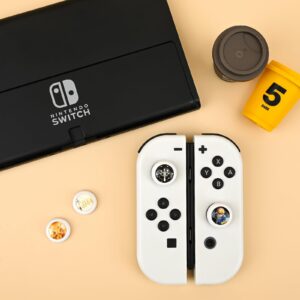 Dlseego Thumb Grip Caps Suitable for Switch/Switch Lite/Switch OLED Console, ABS Material Joycon Analog Controller Protective Covers 4PCS Button Joystick Hard Caps-Praying Princess and Knight White