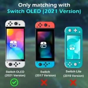 DLseego Monster Black Clear Switch OLED Protective Case Dockable Console Hard Shell + TPU Joy Con Cover Shockproof Anti Scratch Skin with 2PCS Hunter Thumb Grips for Switch 2021