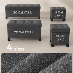 SONGMICS 15 Inches Cube Storage Ottoman, Bedroom Bench with Storage, Foot Stool with Feet, Holds Up to 660 lb, Dark Gray ULSF14GYZ