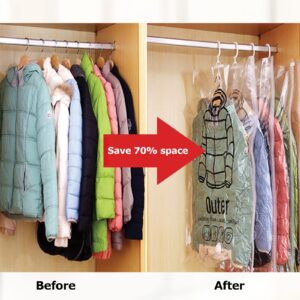 Hanging Vacuum Storage Bags, 2024 New Reusable Hanging Vacuum Storage Bags for Clothes, Coats, Jackets, Hanging Compressible Storage Bag Space Saver Bags with Hand Pumps (Large, 5Pcs)