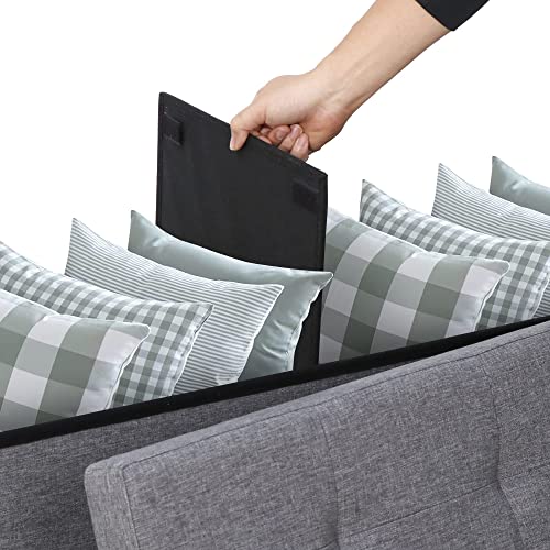 ZenStyle 43Inches Storage Ottoman Bench, Folding Footrest Padded Seat, Storage Chest Long Shoes Bench with Divider, Holds up to 660 lbs, for Living Room, Entryway, Bedroom, Dark Gray
