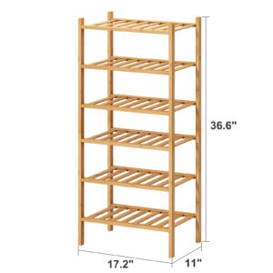 viewcare Small Shoe Rack, 6-Tier Shoe Rack for Entryway, Bamboo Wood Shoe Rack for Closet & Hallway, Long 17.2IN | Beautiful | Functional | Sturdy | Durable