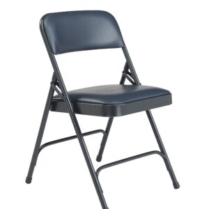 National Public Seating (4 Pack) NPS 1200 Series Premium Vinyl Upholstered Double Hinge Folding Chair, Dark Midnight Blue