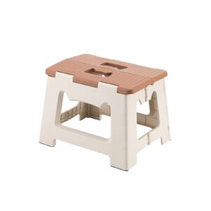 m crumt kitty folding stool, 9 inches, non-slip folding step stool,great for kitchen, bathroom, bedroom, kids or adults (khaki)