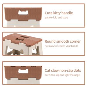 M Crumt Kitty Folding Stool, 9 Inches, Non-Slip Folding Step Stool,Great for Kitchen, Bathroom, Bedroom, Kids or Adults (Khaki)