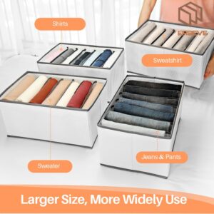 EASEVE Wardrobe Closet Organizer and Storage for Clothes - 7 Grids Foldable Drawer Dividers Organizers for Jeans | Pants | Shirts | Leggings, Stackable Clothing Bins for Closets Organization (1PCS)