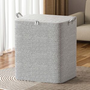 Household Foldable Storage Bags, Portable Non Woven Zipper Storage Box, Seasonal Clothes Storage Bins, Stackable Closet Organizer Storage Containers with Handle, 1PC Wardrobe Sorting Storage Box