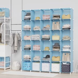 HOMIDEC Cube Storage Organizer 16-Cube Storage Shelf, Closet Organizer for Garment Racks, Closet Organizers and Storage with Metal Hammer, Bookshelf for Kids, (48.4 L x 12.2 W x 48.4 H Inches)