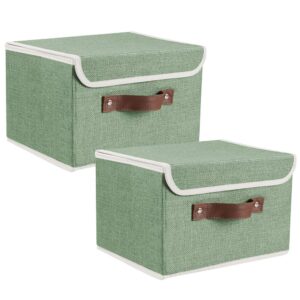 lucky monet storage bins boxes with lids 2 pack decorative storage boxes collapsible fabric storage basket containers lidded storage cube for organizing closet home office, 15"x 10"x 10" (green)