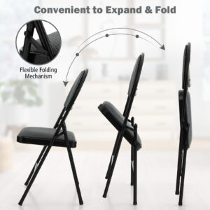 S AFSTAR 2 Pack Folding Chair with Padded Seat, Metal Steel Folding Chairs with Upholstered Seat & Portable Handle, Portable Foldable Chairs for Home & Office, Reception Room Church Wedding Events