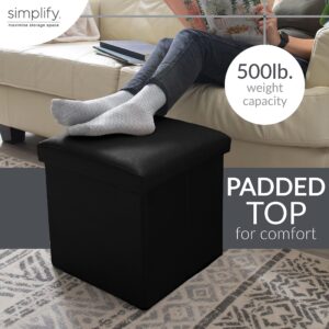 Simplify Faux Leather Cube Storage Ottoman, Black (F-0625-BLACK)