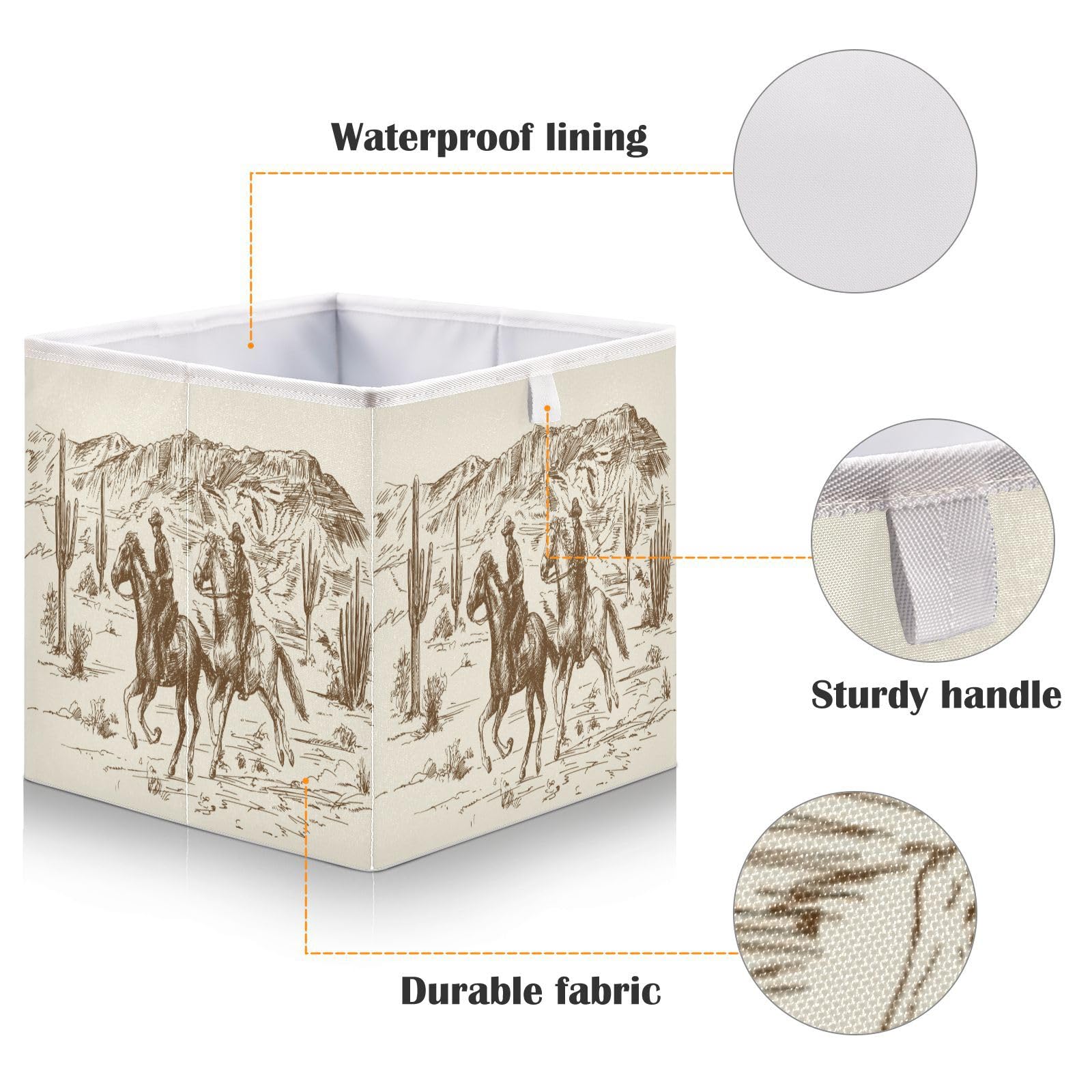 TOUTU Western Desert Cowboy Foldable Cube Storage Bin, Home Decor Organizer Storage Baskets Box for Clothes, Toys, Books, Shelves, Closet, Laundry, Nursery