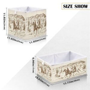 TOUTU Western Desert Cowboy Foldable Cube Storage Bin, Home Decor Organizer Storage Baskets Box for Clothes, Toys, Books, Shelves, Closet, Laundry, Nursery