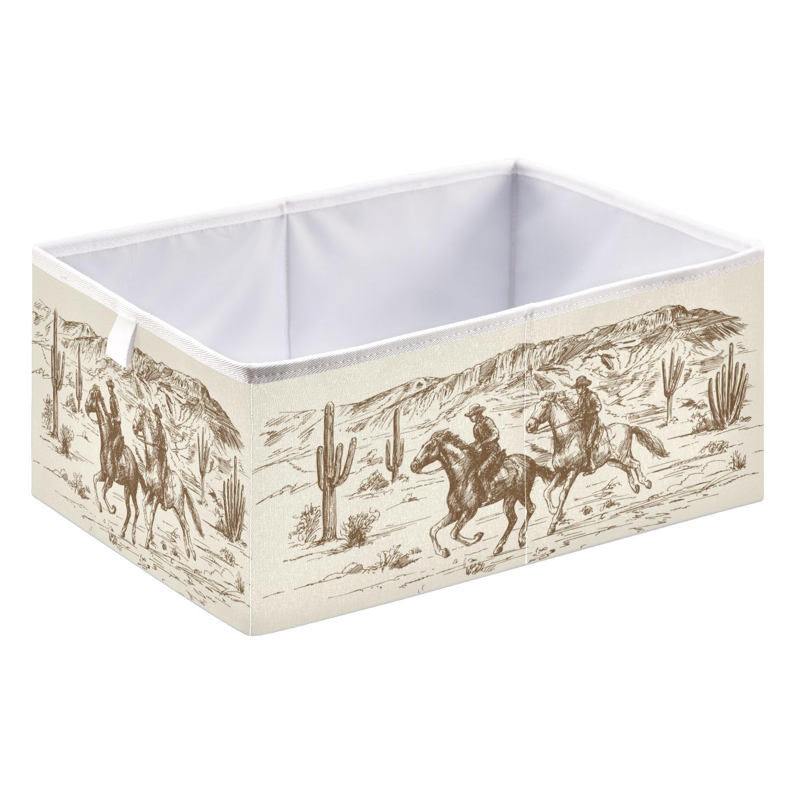 TOUTU Western Desert Cowboy Foldable Cube Storage Bin, Home Decor Organizer Storage Baskets Box for Clothes, Toys, Books, Shelves, Closet, Laundry, Nursery