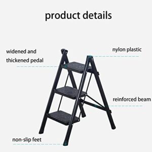 LUCEAE Step Stool3Step Steel Ladder Folding Step Stool,Sturdy and Durable Extra Wide Treads with Non-Slip Rubber Sleeve,Portable and Lightweight Home/Kitchen/Closet/Bedroom/Office Wide Platform Steps