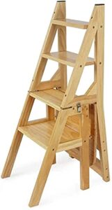 luceae step stool wooden folding 4 step stool portable ladder chair,multifunctional step/stair chair for home library/closet/bedroom balcony