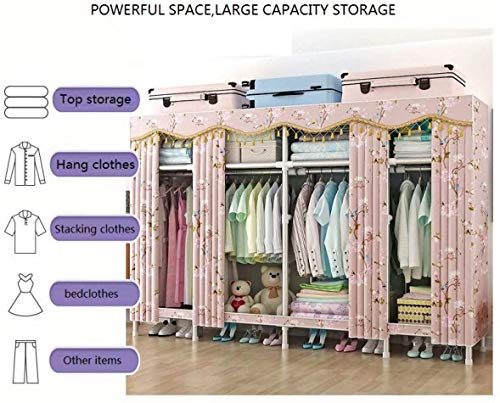 SHAWLA Shoe Rack, Shoe Rack, Wardrobe Portable Closet for Bedroom, Shelves Fabric Foldable Closet Storage Organizer Easy to Assemble for Clothes Shoes,Stripe 110x45x165CM (Town)