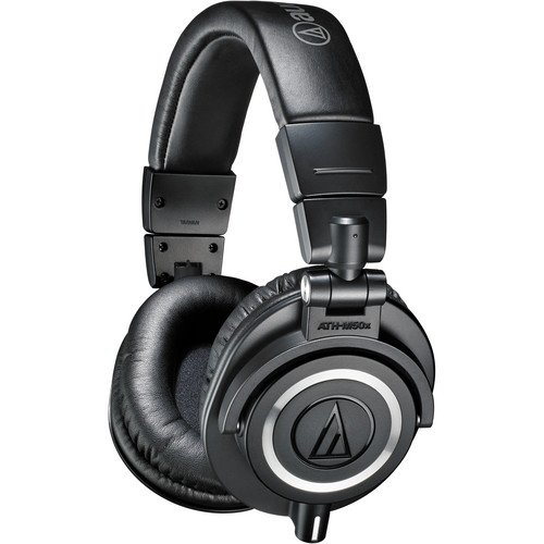 Audio-Technica ATH-M50x Monitor Headphones (Black) with 6Ave Cleaning Kit and 6-Pack Reusable Cable Ties
