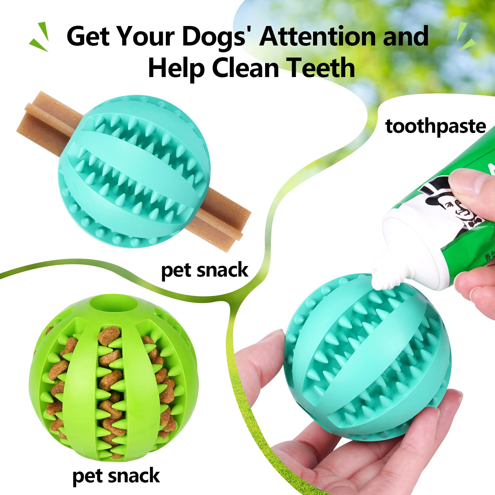 Puppy Teething Chew Toy Balls: 2pack Interactive Dog Treat Dispensing Ball Rubber Small Breed Dog Chewing Enrichment Toys for Boredom and Brain Stimulating Game Puppy Teething Chew Toys