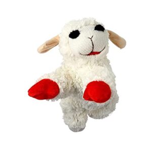 multipet international 843140 lambchop plush squeak toy mini for pets, 6-inch, white, small